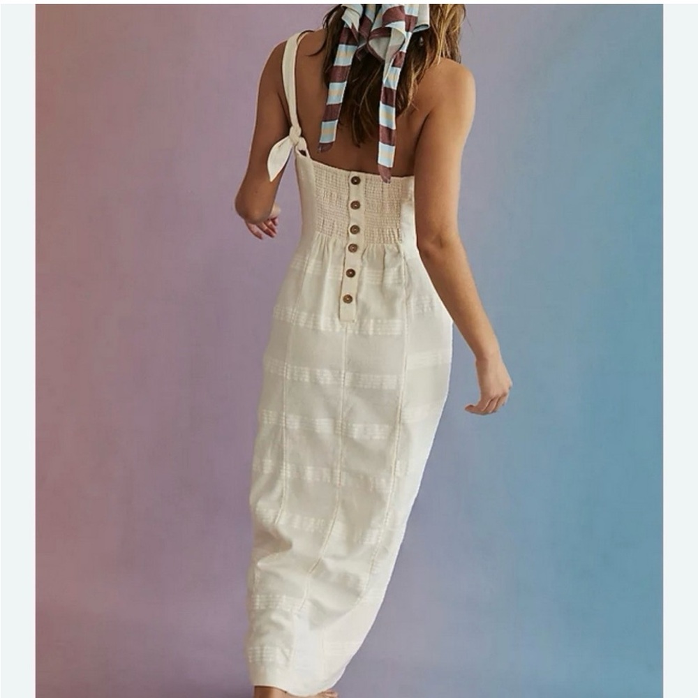 Free People one shoulder Cream Midi Dress